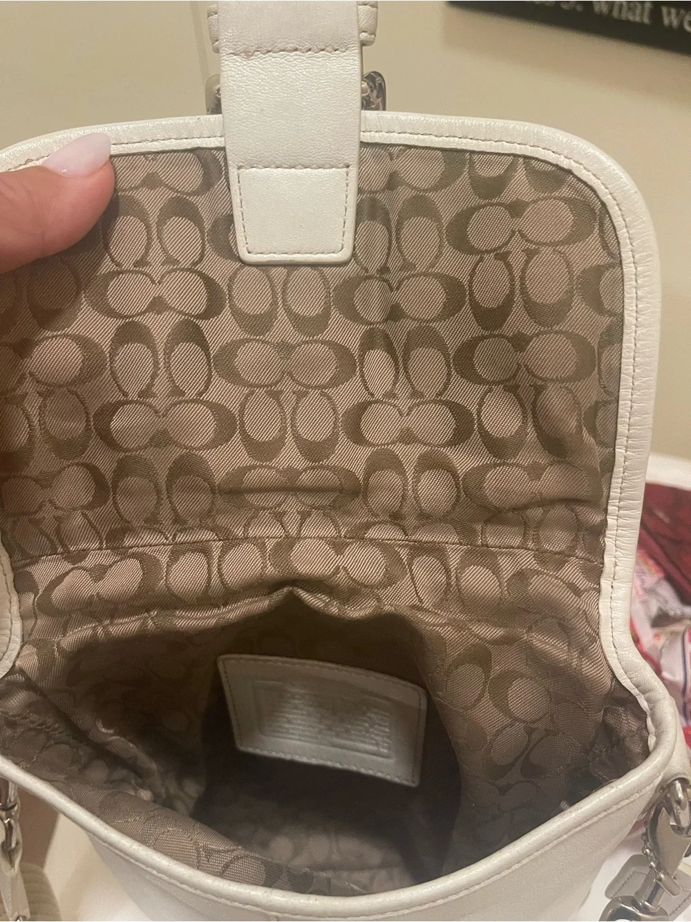 Y2k Coach SoHo Ivory swingpack Leather Crossbody Bag 🍒needs cleaning